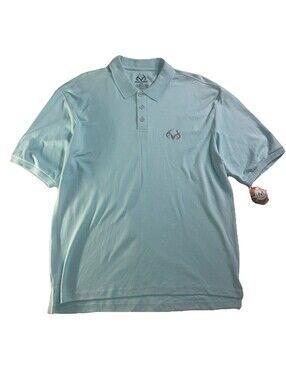 Realtree XXL Polo Shirt Coastal Mist Blue Cotton Blend Short Sleeve NWT Flawed